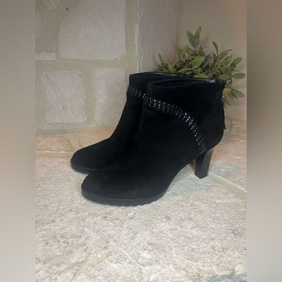 Johnston & Murphy Women Black Suede Ankle Boots - New Size 8 - Picture 2 of 10